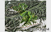 Satellite 3D Map of Schwaz, semi-desaturated