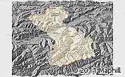 Shaded Relief 3D Map of Schwaz, darken, desaturated