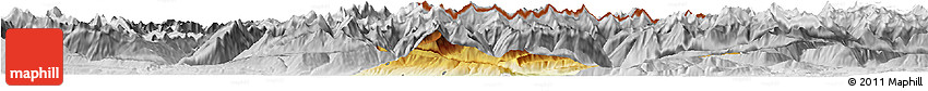 Physical Horizon Map of Schwaz, lighten, desaturated