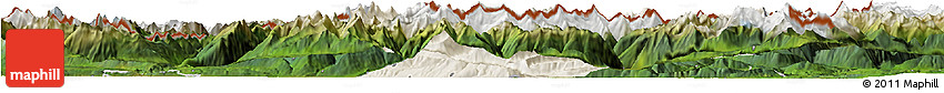 Shaded Relief Horizon Map of Schwaz, satellite outside