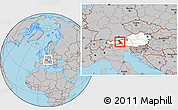 Gray Location Map of Schwaz, highlighted country, within the entire country
