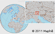 Gray Location Map of Schwaz, highlighted parent region, within the entire country