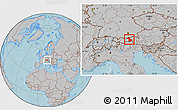 Gray Location Map of Schwaz, hill shading