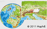 Physical Location Map of Schwaz, highlighted country, highlighted parent region, within the entire country