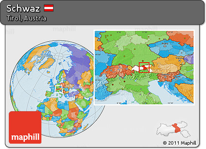 Political Location Map of Schwaz, highlighted parent region