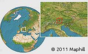Satellite Location Map of Schwaz, within the entire country