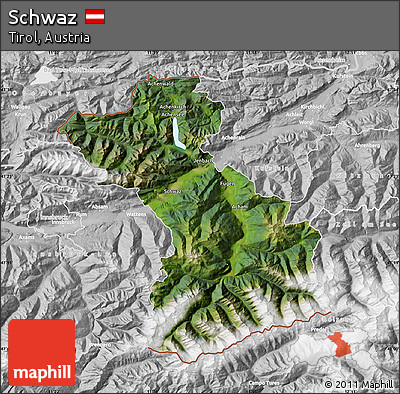 Satellite Map of Schwaz, lighten, desaturated