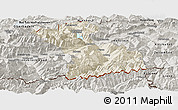 Shaded Relief Panoramic Map of Schwaz, semi-desaturated
