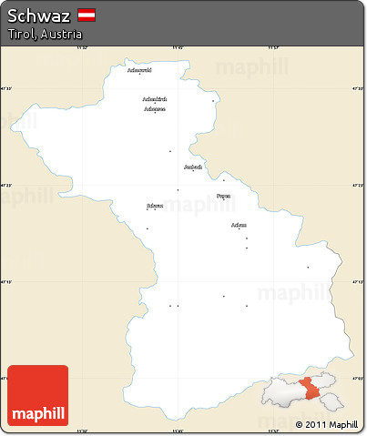 Classic Style Simple Map of Schwaz, single color outside