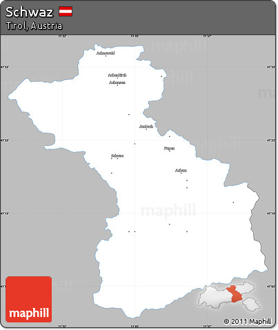 Gray Simple Map of Schwaz, single color outside
