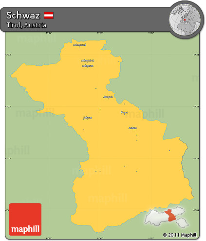 Savanna Style Simple Map of Schwaz, single color outside