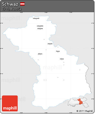 Silver Style Simple Map of Schwaz, single color outside