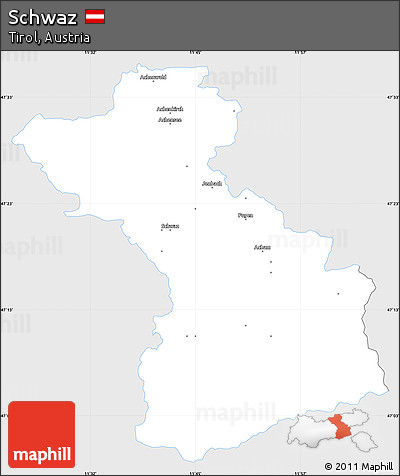 Silver Style Simple Map of Schwaz, single color outside