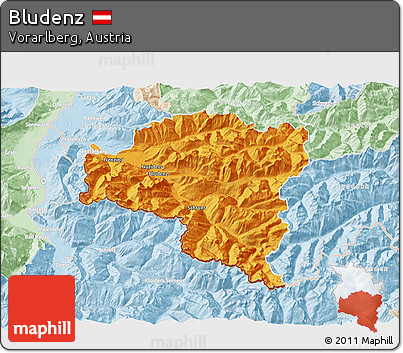 Political 3D Map of Bludenz, lighten