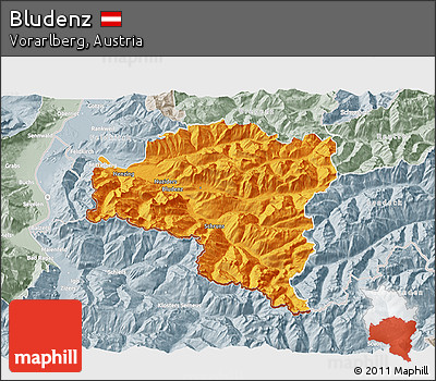 Political 3D Map of Bludenz, lighten, semi-desaturated