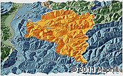 Political 3D Map of Bludenz, semi-desaturated
