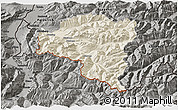 Shaded Relief 3D Map of Bludenz, darken, semi-desaturated