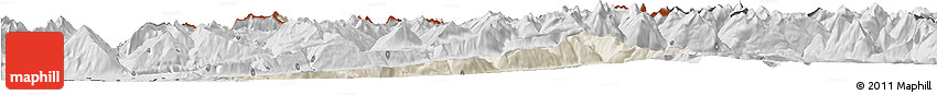 Shaded Relief Horizon Map of Bludenz, desaturated