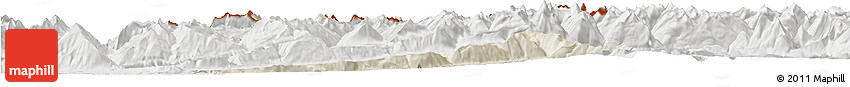 Shaded Relief Horizon Map of Bludenz, lighten, semi-desaturated