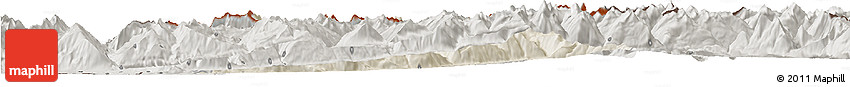 Shaded Relief Horizon Map of Bludenz, semi-desaturated