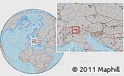 Gray Location Map of Bludenz, highlighted parent region, within the entire country, hill shading
