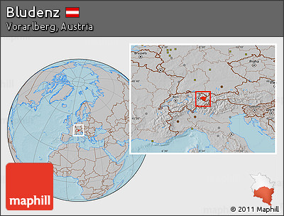 Gray Location Map of Bludenz, hill shading
