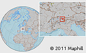 Gray Location Map of Bludenz, hill shading