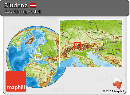 Physical Location Map of Bludenz, highlighted parent region, within the entire country
