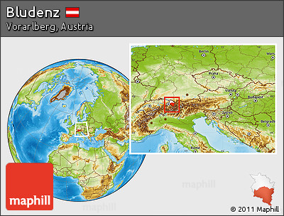 Physical Location Map of Bludenz, highlighted parent region, within the entire country