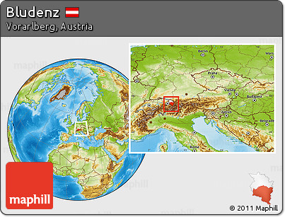 Physical Location Map of Bludenz, highlighted parent region, within the entire country