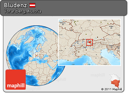 Shaded Relief Location Map of Bludenz