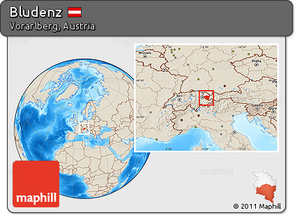 Shaded Relief Location Map of Bludenz, highlighted parent region