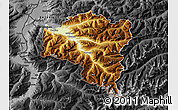 Physical Map of Bludenz, darken, desaturated