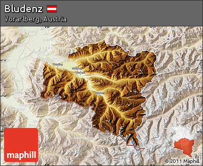 Physical Map of Bludenz, lighten