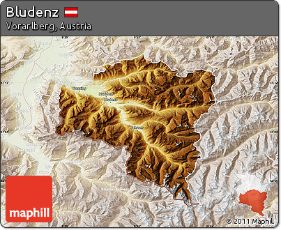Physical Map of Bludenz, lighten