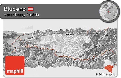 Gray Panoramic Map of Bludenz