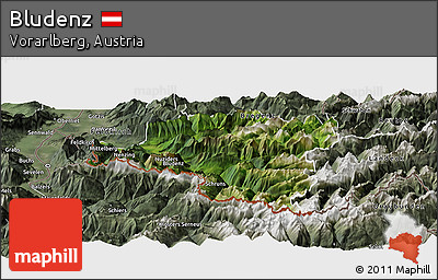 Satellite Panoramic Map of Bludenz, semi-desaturated