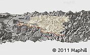 Shaded Relief Panoramic Map of Bludenz, darken, semi-desaturated