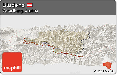 Shaded Relief Panoramic Map of Bludenz, lighten