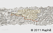 Shaded Relief Panoramic Map of Bludenz, semi-desaturated