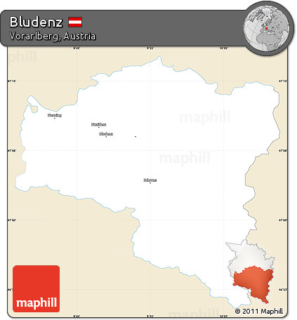 Classic Style Simple Map of Bludenz, single color outside
