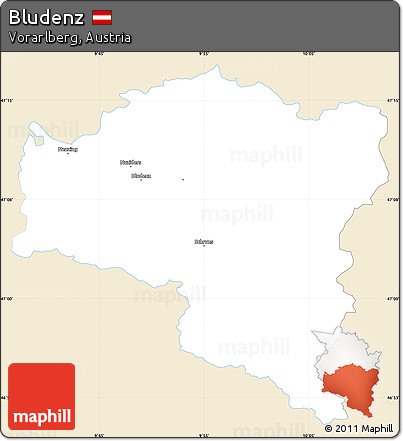 Classic Style Simple Map of Bludenz, single color outside