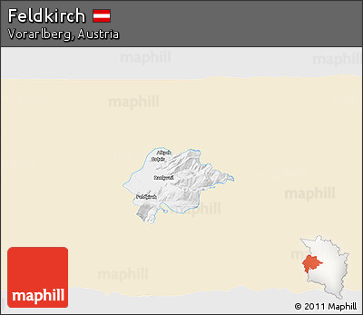 Classic Style 3D Map of Feldkirch, single color outside