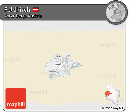 Classic Style 3D Map of Feldkirch, single color outside