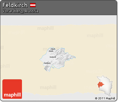 Classic Style 3D Map of Feldkirch, single color outside