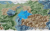 Political 3D Map of Feldkirch, semi-desaturated