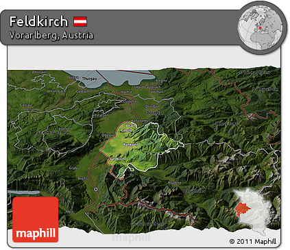 Satellite 3D Map of Feldkirch, darken