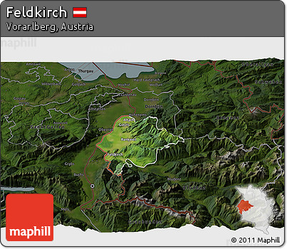 Satellite 3D Map of Feldkirch, darken