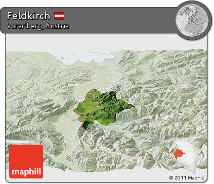 Satellite 3D Map of Feldkirch, lighten