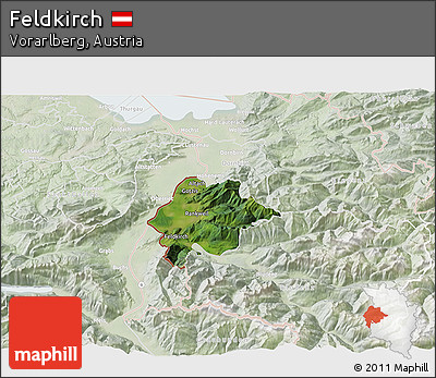 Satellite 3D Map of Feldkirch, lighten